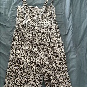 Leopard Print Strappy Jumpsuit - Black & Cream